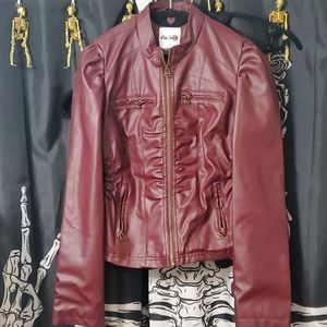 Burgundy leather jacket